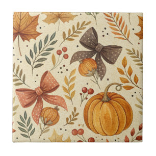 Azulejo Tarro de Terracota de Calabaza Rústica Otoño Cosec