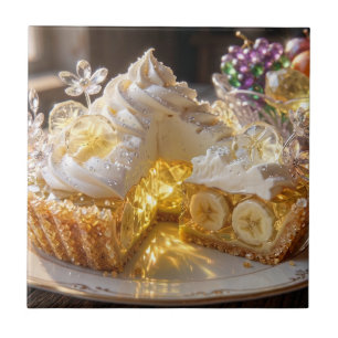 Azulejo Tarta de crema de plátano con cristal reluciente
