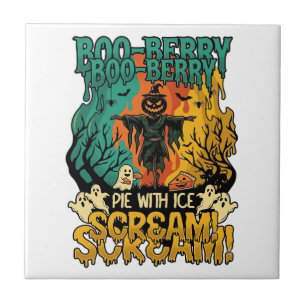 Azulejo Tarta de helado de calabaza Boo Berry Espantapájar