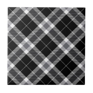 Azulejo Tartán blanco y gris negro