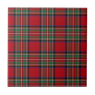 Azulejo Tartan Escocés Rojo y Verde Script Plaid Rústico