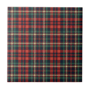 Azulejo Tartan Plaid Escocés Rojo y Verde Tradicional