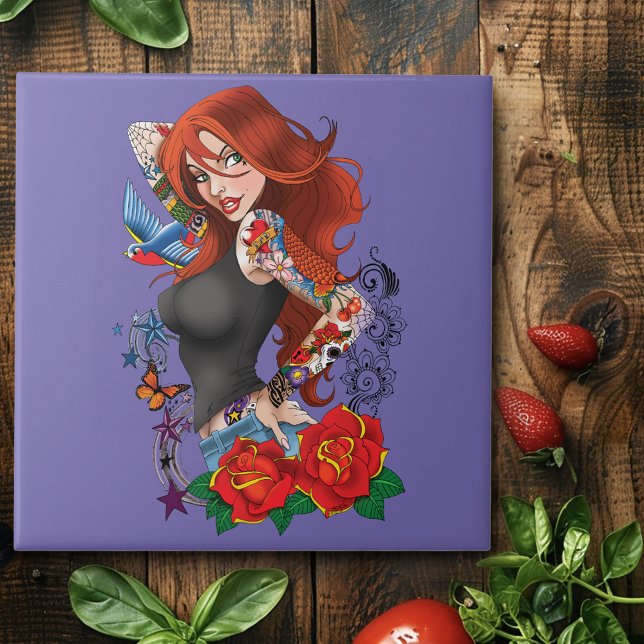 Azulejo Tattoos de la mujer de Redhead (Subido por el creador)