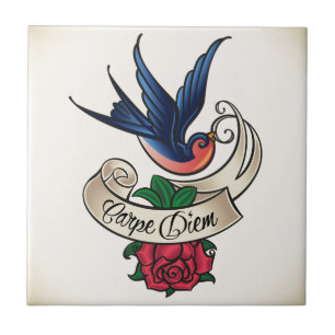 Azulejo Tatuaje del Bluebird de Carpe Diem