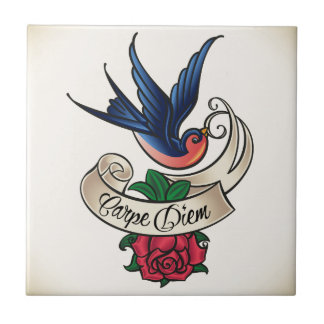 Azulejo Tatuaje del Bluebird de Carpe Diem