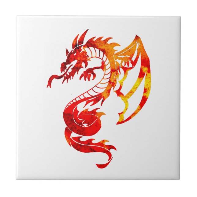 Azulejo Tatuaje del dragón de fuego rojo (Frente)
