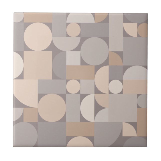 Azulejo Taupe de arte geométrico retro (Frente)