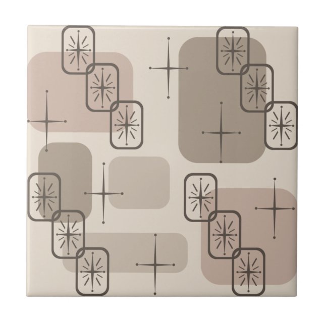 Azulejo Taupe sputnik moderno de mediados de siglo (Frente)