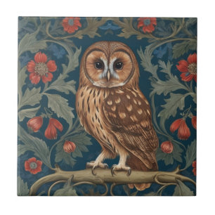 Azulejo Tawny Owl William Morris estilo Izquierda mirando 