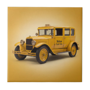 Azulejo Taxi Amarillo de los Años 20 Sobre Fondo Amarillo