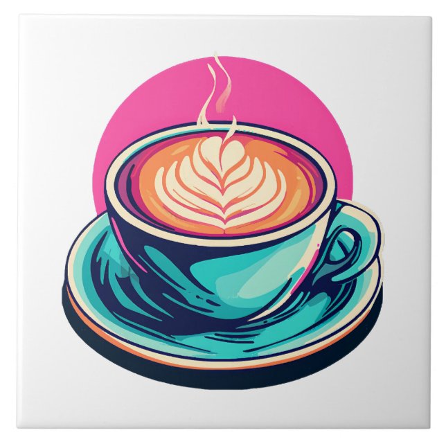 Azulejo taza de café capuchino (Frente)