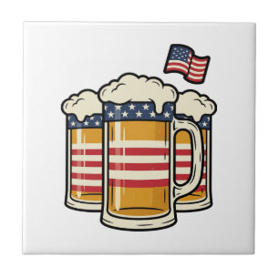 Azulejo Taza de cerveza patriótica diseño vectorial vintag