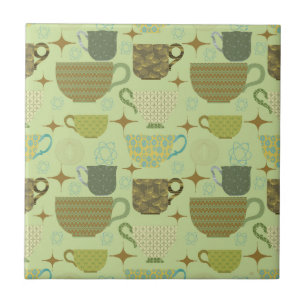Azulejo Taza de té de salvia modernista de mediados de sig