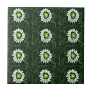 Azulejo Taza floral de equinácea blanca