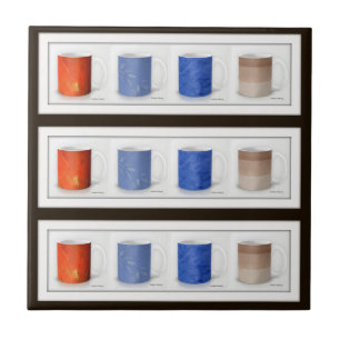 Azulejo Tazas de café coloridas enmarcadas