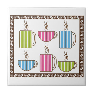 Azulejo Tazas de café con rayas finas
