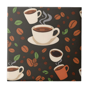 Azulejo Tazas de Café Granos Mañana Patrón