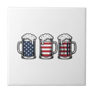 Azulejo Tazas de cerveza patrióticas diseño de camiseta ve