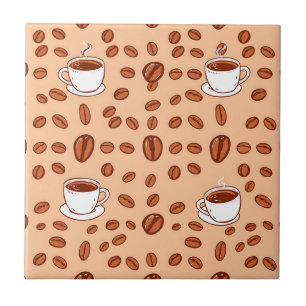 Azulejo Tazas de Granos de Café Patrón Acogedor