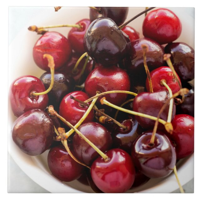 Azulejo tazón de cerezas (Frente)