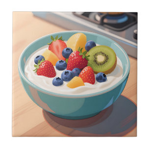 Azulejo Tazón de yogur de frutas frescas
