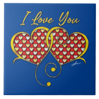 Azulejo Te Amo Diseño Corazones de Oro