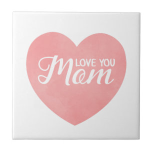 Azulejo Te amo, mamá manda mensajes, madre de corazón rosa