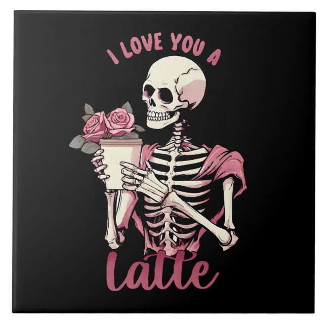 Azulejo Te amo un esqueleto del día de San Valentín (Frente)
