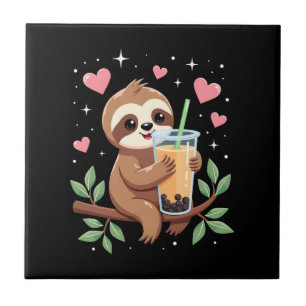Azulejo Té de Leche con Burbujas de Boba Perezoso Lindo Ka