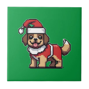 Azulejo Te deseamos una feliz navidad con una linda santa