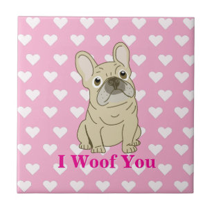 Azulejo Te quiero - corazones de Bulldog Francés