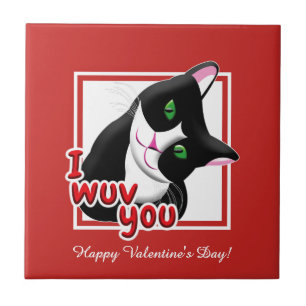 Azulejo Te quiero gato de San Valentín