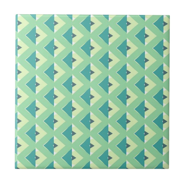 Azulejo Teal and Green Diamond Geometric Pattern (Frente)