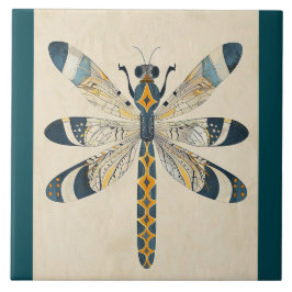 AZULEJO TEAL DRAGONFLY DECORATIVE TILE