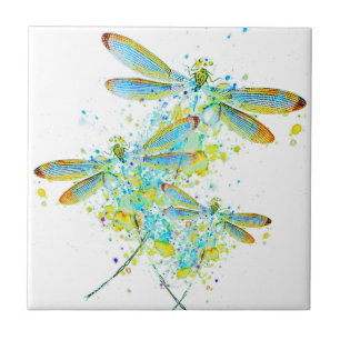Azulejo Teal Dragonfly splatter