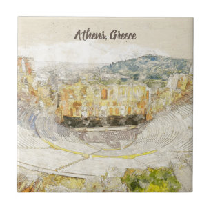 Azulejo Teatro antiguo de Herodión Atenas Tile cerámico