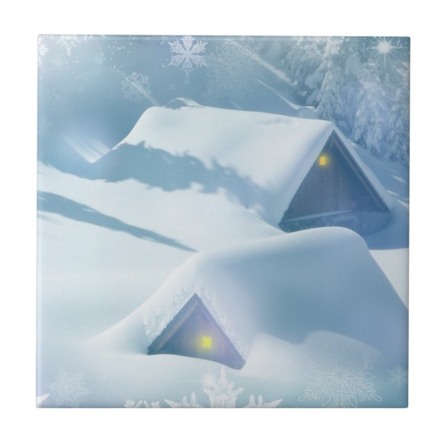 Azulejo Techo de nieve en un bosque (Frente)