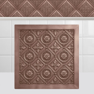 Azulejo Techo Rosa Oro Prensado Victoriano