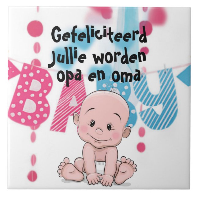 Azulejo Tegeltje voor opa en oma, zwangerschap (Frente)