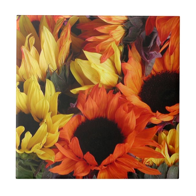 Azulejo Teja, girasoles # 1 (Frente)