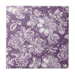 Azulejo Tejido cerámico con un patrón morado floral