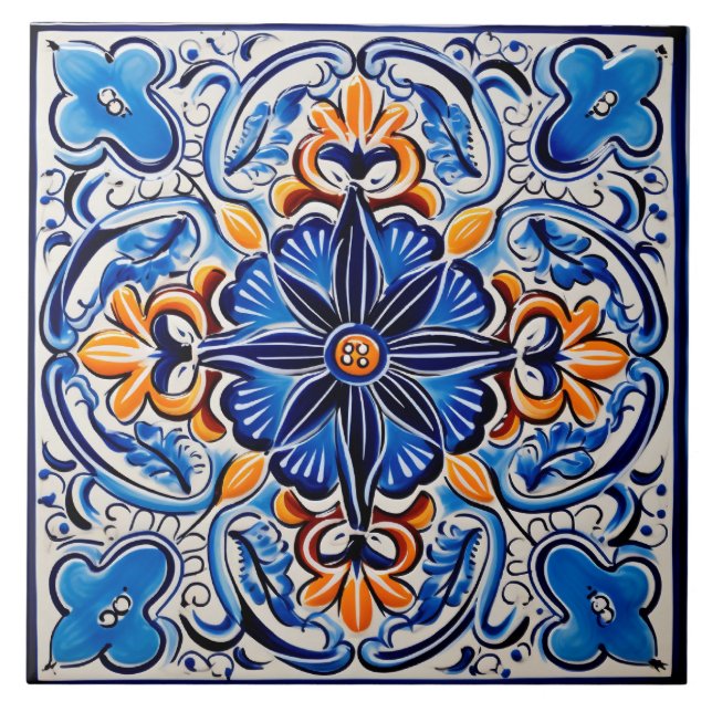 Azulejo Tejido cerámico de estilo mexicano (Frente)