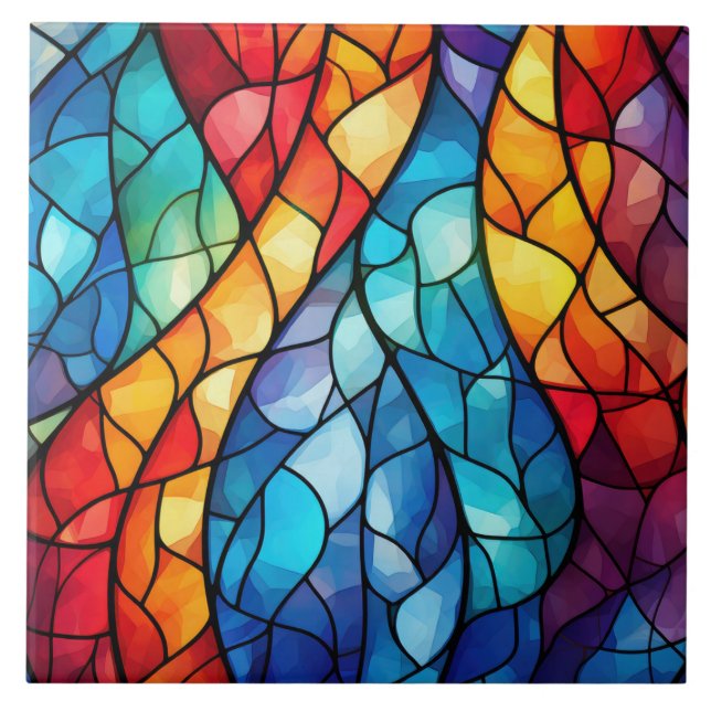 Azulejo Tejido cerámico de vidrio manchado vibrante (Frente)