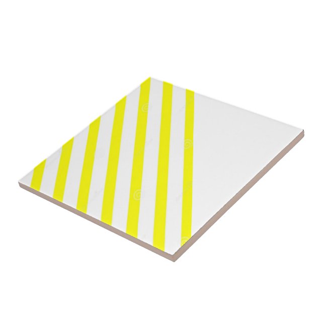 Azulejo Tejido cerámico Tile Stripe amarillo y blanco (Lado)
