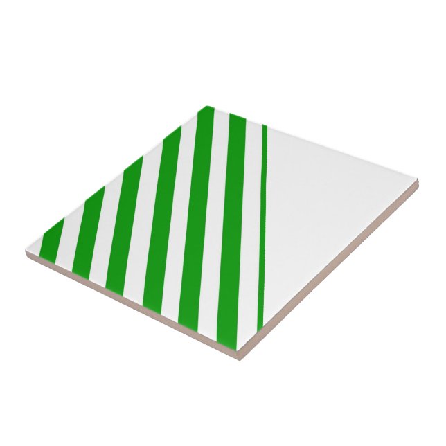 Azulejo Tejido cerámico Tile Stripe Verde y Blanco (Lado)
