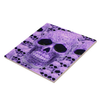 Azulejo Tejido de calavera céltica púrpura