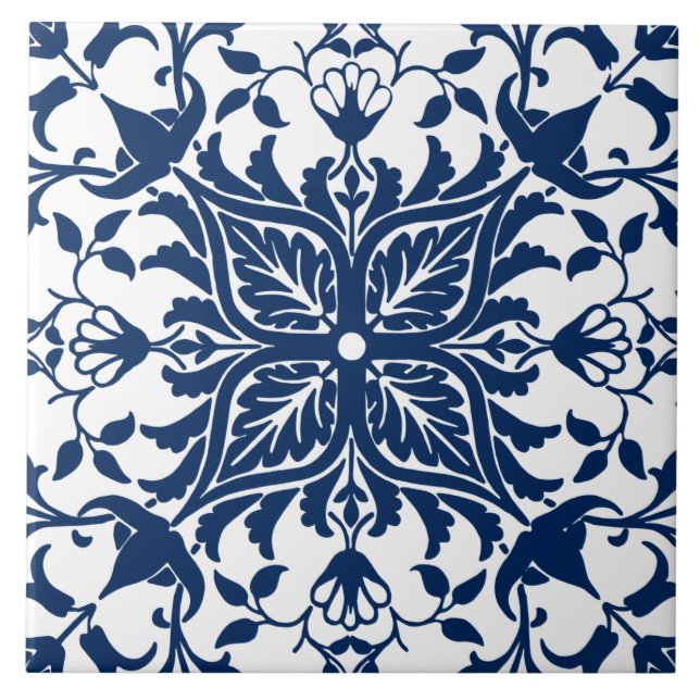 Azulejo Tejido de cerámica botánica vintage (Frente)