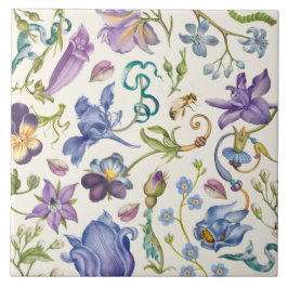 Azulejo Tejido de cerámica botánica vintage