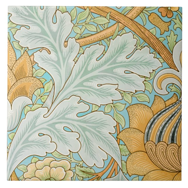 Azulejo Tejido de cerámica botánica vintage (Frente)