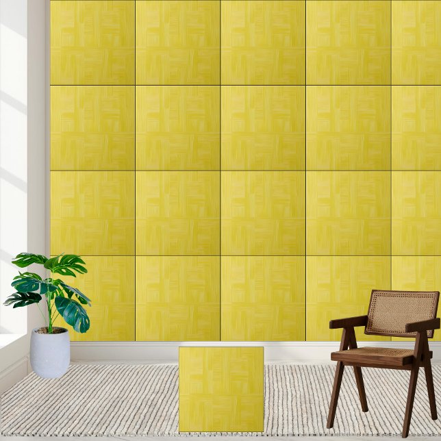 Azulejo Tejido de cerámica de patrón amarillo soleado (Sunny Yellow Woven Pattern Ceramic Tile)